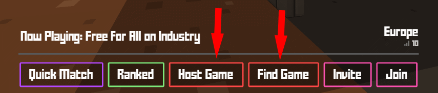Host and Find Game Options
